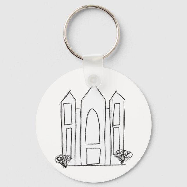 LDS Salt Lake City Temple simple modern mormon  Keychain (Front)