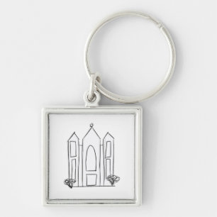 LDS Salt Lake City Temple simple modern mormon Keychain