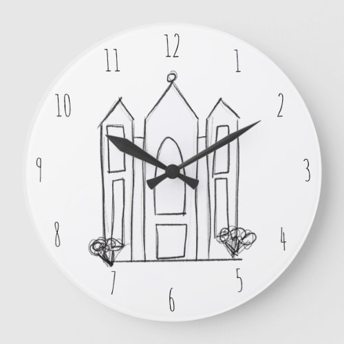 LDS Salt Lake City Temple simple modern mormon  Large Clock
