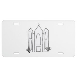 LDS Salt Lake City Temple simple modern mormon  License Plate