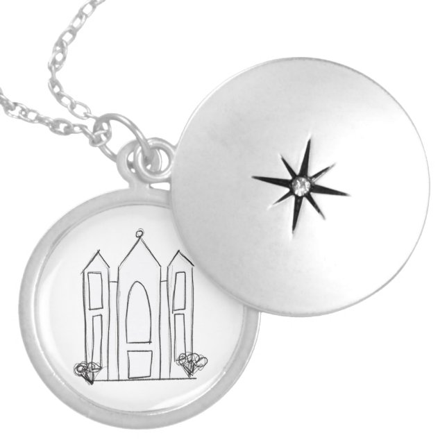 LDS Salt Lake City Temple simple modern mormon  Locket Necklace (Front)