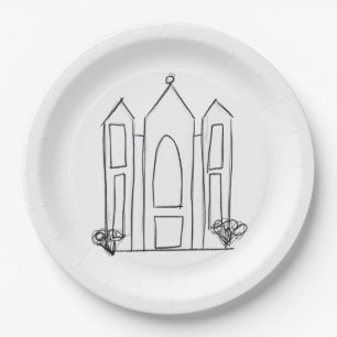 LDS Salt Lake City Temple simple modern mormon Paper Plates