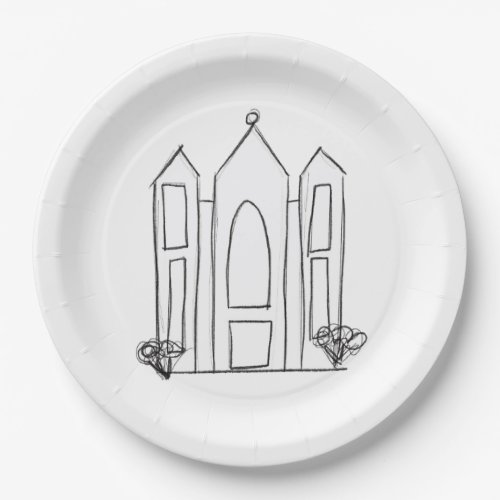 LDS Salt Lake City Temple simple modern mormon  Paper Plates