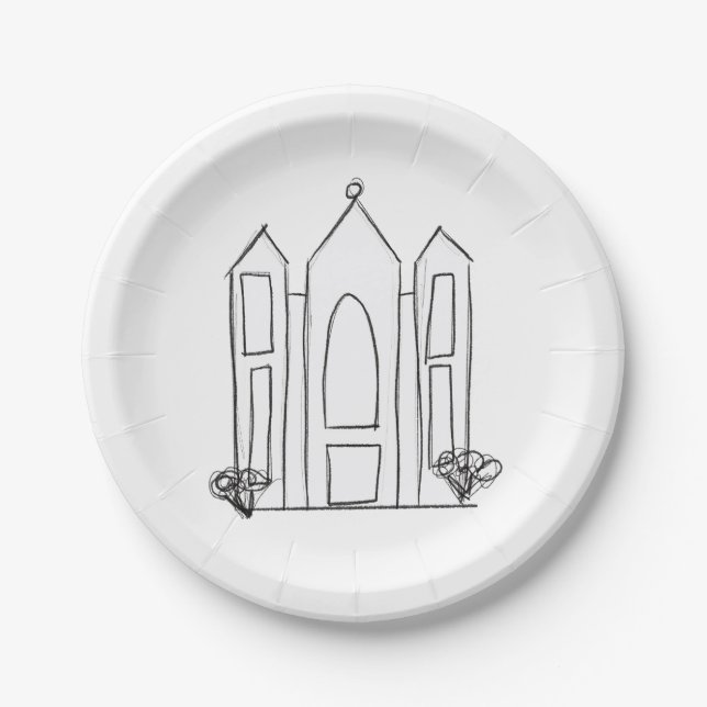 LDS Salt Lake City Temple simple modern mormon   Paper Plates (Front)