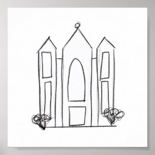 LDS Salt Lake City Temple simple modern mormon  Poster