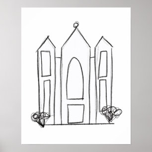 LDS Salt Lake City Temple simple modern mormon Poster