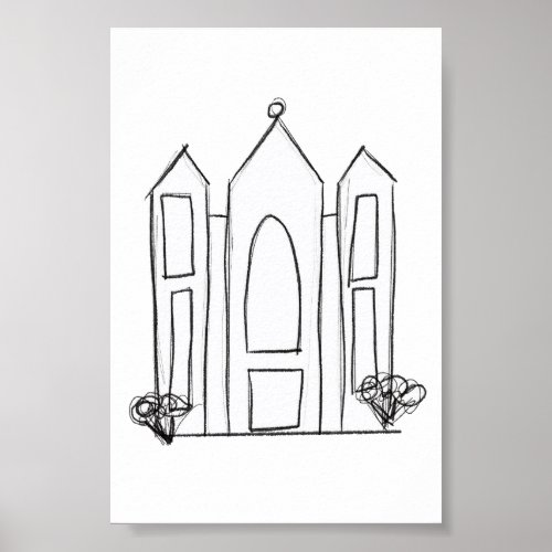 LDS Salt Lake City Temple simple modern mormon Poster