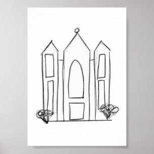 LDS Salt Lake City Temple simple modern mormon Poster