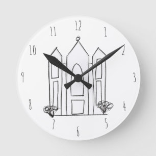 LDS Salt Lake City Temple simple modern mormon  Round Clock