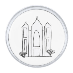 LDS Salt Lake City Temple simple modern mormon  Silver Finish Lapel Pin