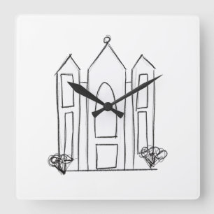 LDS Salt Lake City Temple simple modern mormon  Square Wall Clock