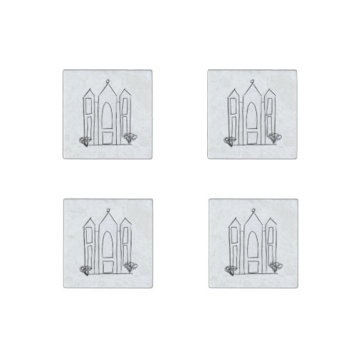 LDS Salt Lake City Temple simple modern mormon  Stone Magnet