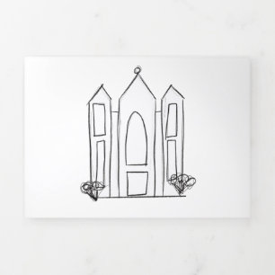 LDS Salt Lake City Temple simple modern mormon  Tri-Fold Card