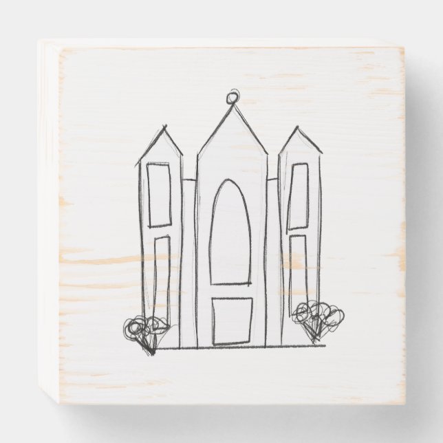 LDS Salt Lake City Temple simple modern mormon  Wooden Box Sign (Front Horizontal)