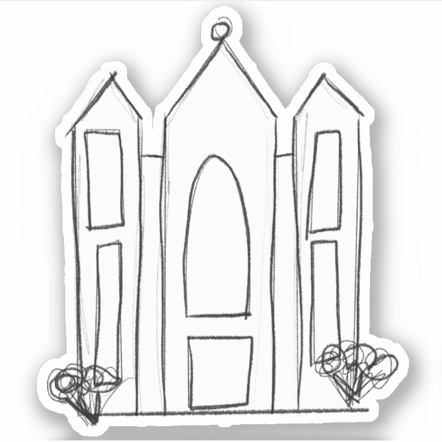 LDS Salt Lake City Temple sketch kids mormon Sticker (Front)
