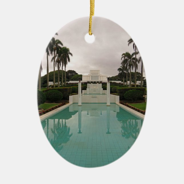 LDS Temple, Laie, Hawai'i. Ceramic Ornament (Front)