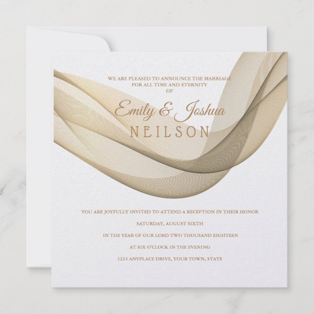 LDS Temple Wedding Reception Invitation-The Veil Invitation (Front)