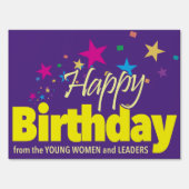 LDS Young Women happy birthday sign. Sign (Front)