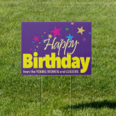 LDS Young Women happy birthday sign. Sign (Insitu)