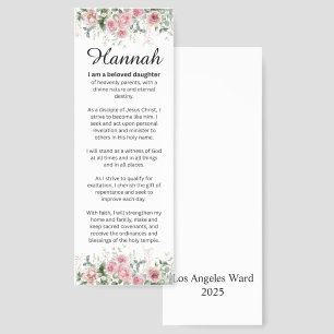 LDS Young Women Theme Personalized  Bookmarks