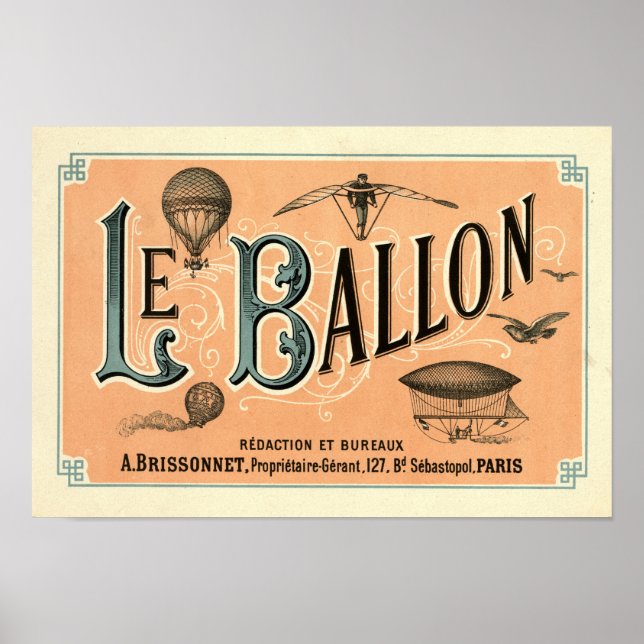 Le Ballon 1883 aeronautical journal ad Poster (Front)