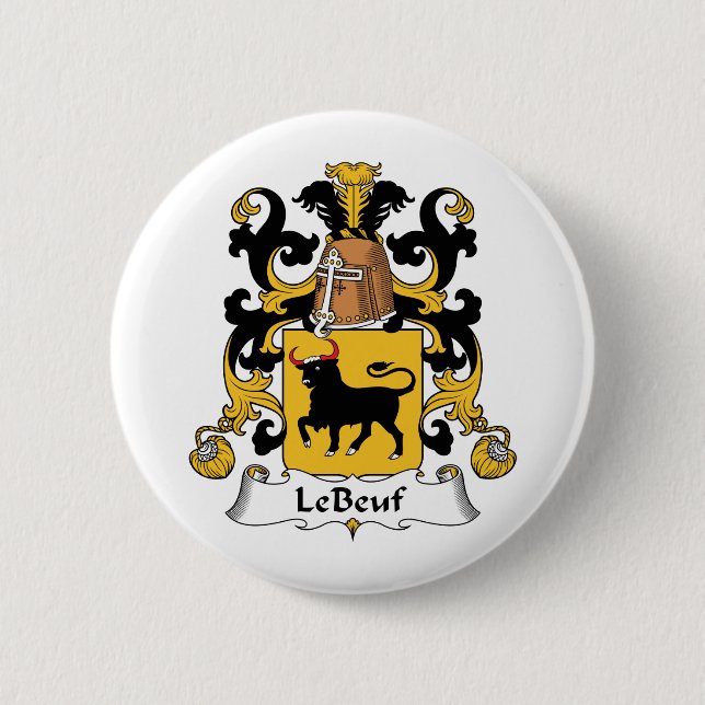 Le Beuf Family Crest Pinback Button (Front)