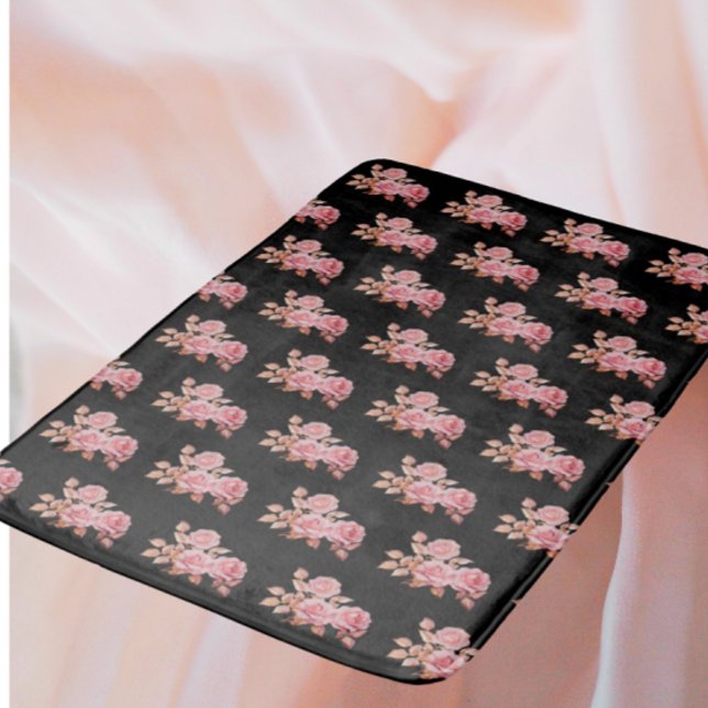 Le Boudoir Noire Pink Peach Black  Bath Mat (Soft, warm cozy bath mat!)