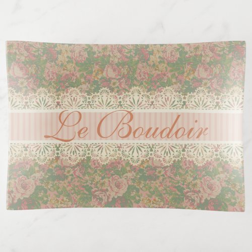 Le Boudoir Vintage Lace and Fabric Trinket Tray