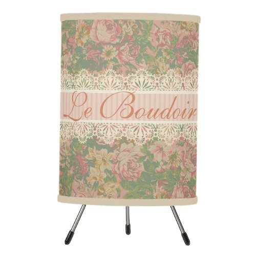 Le Boudoir Vintage Lace and Fabric Tripod Lamp