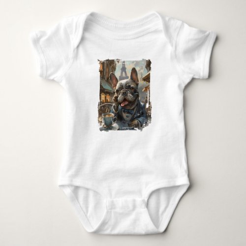 Le Caf Bulldog Baby Bodysuit