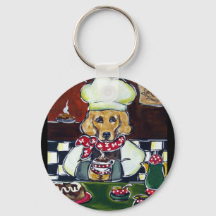 Le Cafe Golden Retriever Keychain