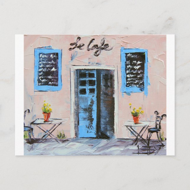 Le Cafe, Palette Knife Painting in Oil Postcard (Front)