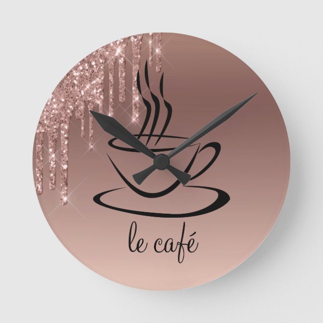 Le Cafe Personalized Kitchen Acrylic Round Clock (Front)