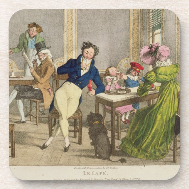Le Cafe, pub. by Rodwell and Martin, 1820 (colour Coaster (Front)