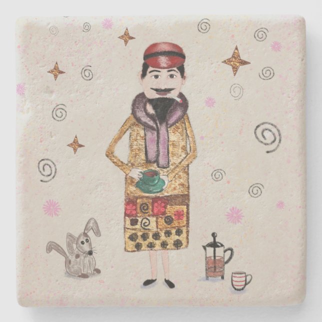 Le Cafe  Stone Coaster (Front)