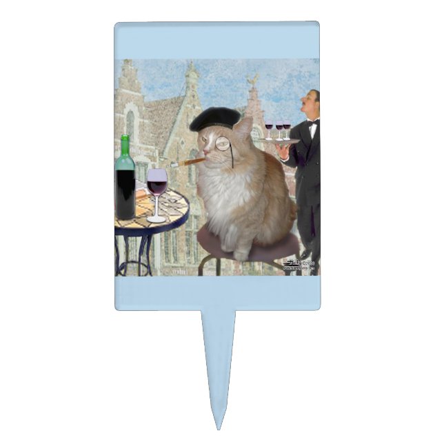 Le Cat du Cafe Cake Topper (Front)