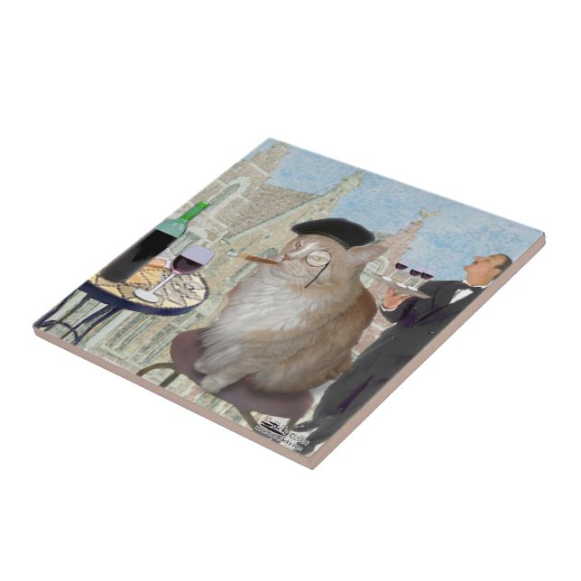 Le Cat du Cafe Ceramic Tile (Side)