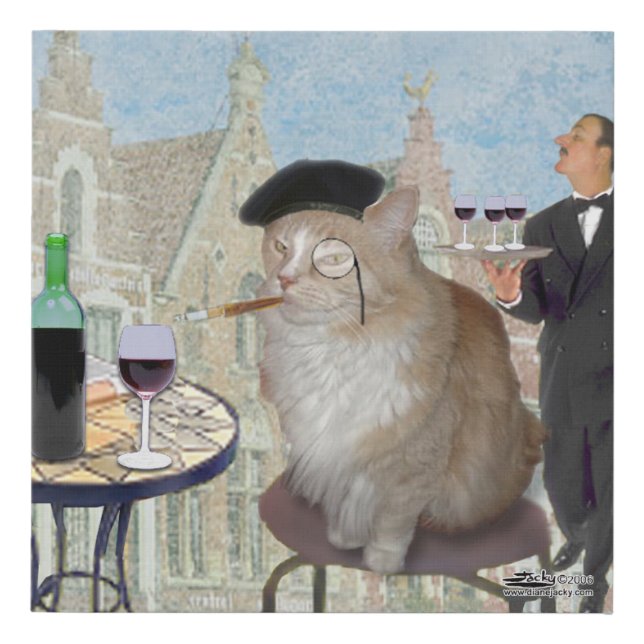 Le Cat du Cafe Faux Canvas Print (Front)