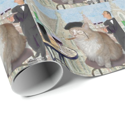 Le Cat du Cafe Wrapping Paper