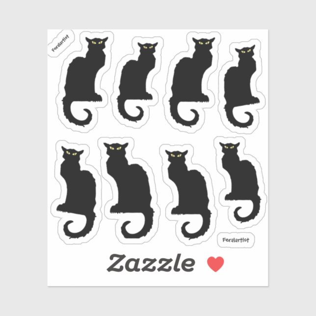 Le Cat Noir, 8 Black Cats Sticker (Sheet)