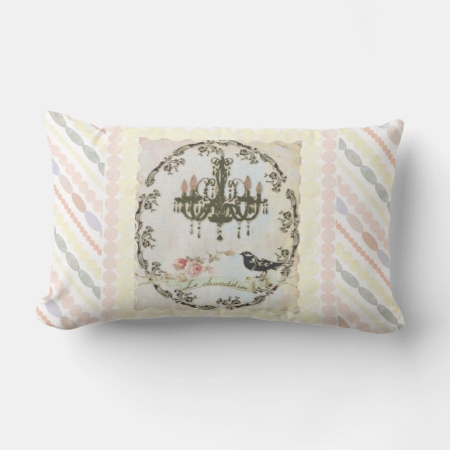 "Le Chandelier" Pearls and Roses  Pillow (Front)