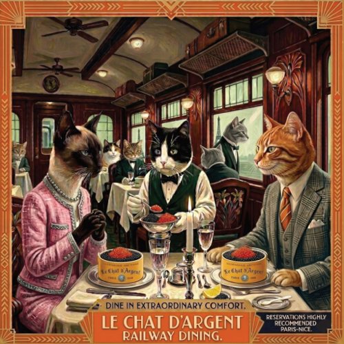 Le Chat d'Argent Luxury Dining Car Ceramic Cat  Bowl