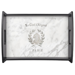 Le Chat d'Argent Paris White Carrara Marble Serving Tray