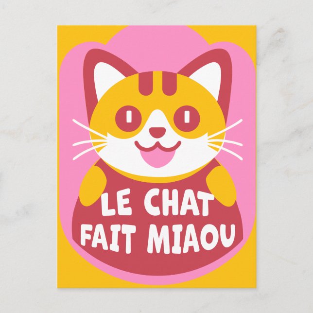 Le Chat Fait Miaou Cute French Orange Tabby Postcard (Front)
