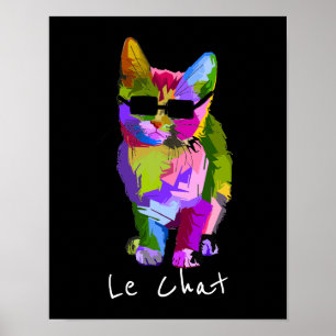Le Chat French Modern art cool pop art kitty cat Poster