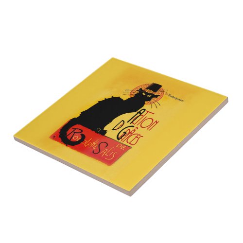 Le Chat Noir _ Action De Grces Ceramic Tile