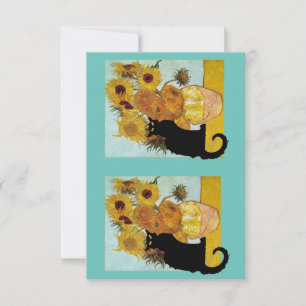 Le Chat Noir and Van Gogh Sunflowers, Thank You Card