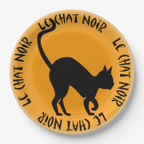 Le Chat Noir _ Black Cat on Orange Paper Plates