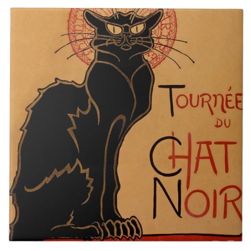 Le Chat Noir by Theophile Steinlen Ceramic Tile