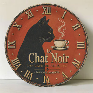 Le Chat Noir Café Vintage Black Cat Coffee Decor  Paper Plates